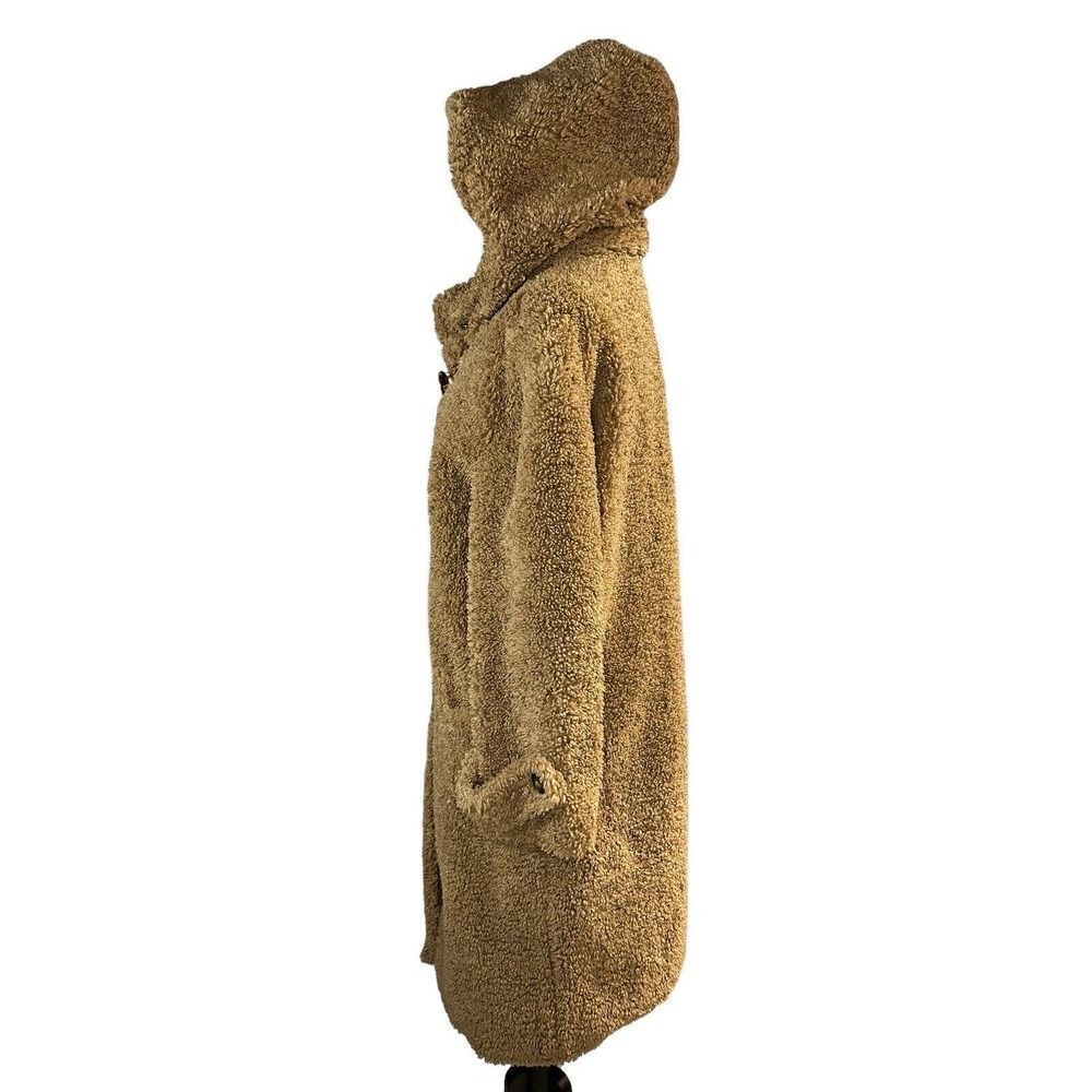 Mango Renne Brown Teddy Shearling Coat Hooded Coat toggle closure sz XS - Picture 9 of 14
